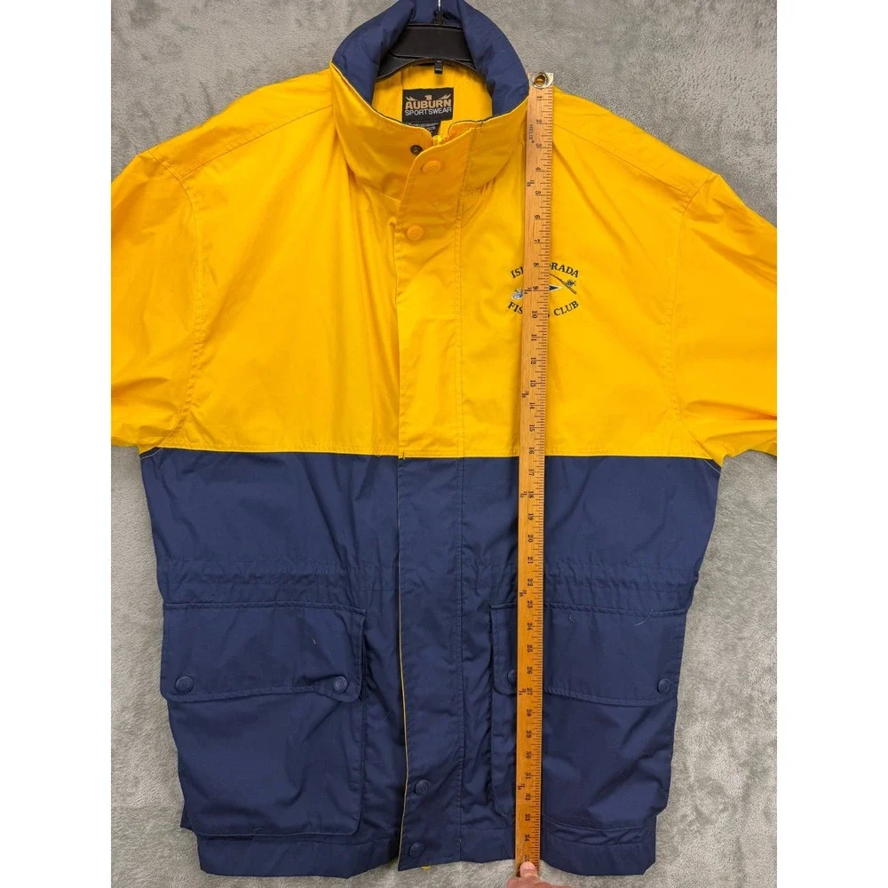 Auburn Sportswear Mens Hooded Jacket XL Yellow/Navy Islamorada Fishing Club Logo